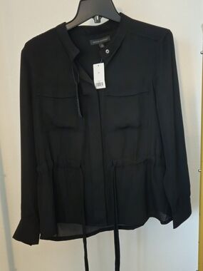 Banana Republic Black Tie-Waist  Blouse Size Medium